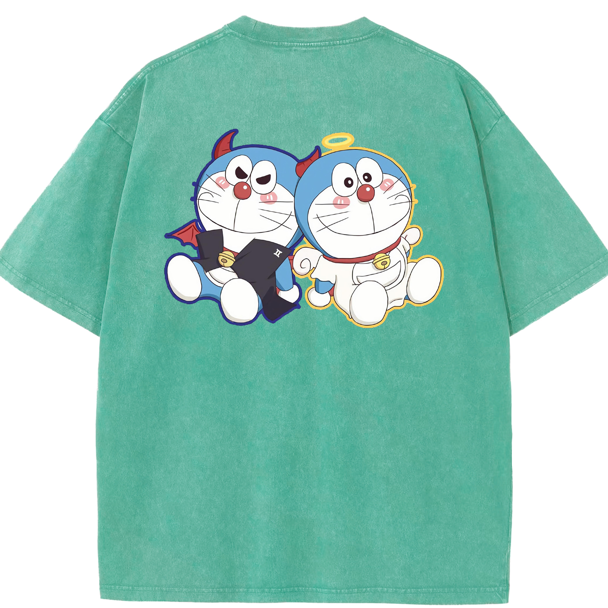 （画像用） ドラえもん Doraemon 綿100% ヴィンテージ風 半袖Tシャツ（背面プリント）